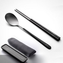 붕붕몰 휴대용 스테인레스 수저 4종세트 B27, 2종, 블랙