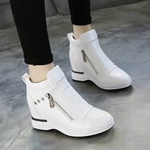 도오빠 두홀스 여성 키높이 하이탑 운동화 7CM 하이힐 통굽 웨지 사이드지퍼 스터드 앵클 부츠 스니커즈 사계절 여자운동화 신발