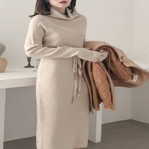 G125468_허리벨트 터틀 니트 롱원피스