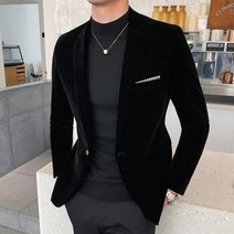 남자의 정장 재킷 어 패션 벨벳 남성 코트 비즈니스 레저 슬림 맞는 블레이저 대형 5Xl