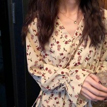 샤샤몰 가을 장미 랩 리본 원피스
