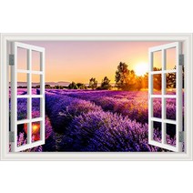 붙이는타일 원피스 보라색 라벤더 풍경 데칼 비닐 Wallpaper3D 창보기 벽 스티커 룸 장식 adesivo 드 pared, 21 20_02 80x120cm 32x48inch