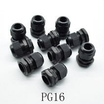 10pcs ip68 블랙 pg7 pg9 pg11 pg13.5 pg16 3-6.5mm-14mm 와이어 케이블 ce 방수 나일론 플라스틱 케이블 글랜드 커넥터, 10블랙pg16
