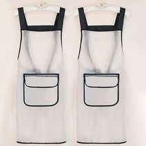 빅사이즈방수앞치마 용접 여름 린넨 앞치마 여성 가정용 방수 방유 앞치마 주방 다이닝 전용 얇은 투명 작업125684, 2pcs 2