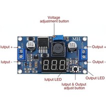 변환기 dc가변 전원 모듈 LM2596S DC-DC 벅 레귤레이터 컨버터 감소 전압 조정기 24V 12V 5V 2A, With voltmeter