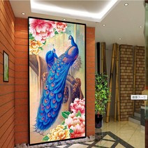 현관 사무실 재물운 가득 공작 성공 보석십자수 재료, 80x150CM