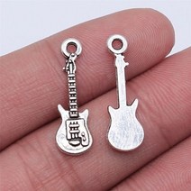 WYSIWYG 앤티크 실버 컬러 기타 펜던트 주얼리 제작용 DIY 20개 24x7mm, 앤틱 실버 도금