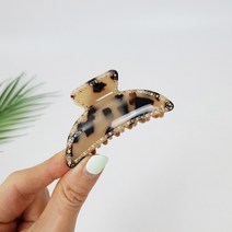 시크몽 프랑스핀 셀룰로오스 호피 마블 반달 큐빅 스톤 7 cm 미디엄 반머리 헤어 집게핀