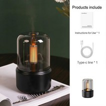 USB 120ML 휴대용 미니 가습기 아로마 디퓨저 따뜻한 야간 조명 에센셜 오일 차가운 미스트 메이커 분무기 홈 침실, Black