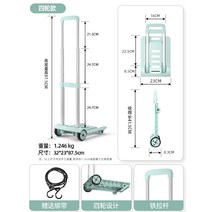 장보기 카트 트레일러 미니카트 가정용 장보기카트 소형카트 화물 픽업 택배 휴대용 접이식 장바구니, 09. (업그레이드 4륜)민트아이언로드/벨트 보내기/