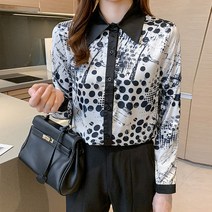 수스다 블랙도트패턴 셔츠 블라우스 빅사이즈