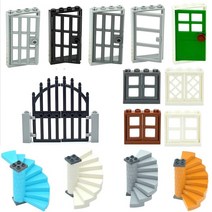 중국레고 중세 city ​​friend house moc 부품 울타리 계단 사다리 빌딩 블록 diy 문 창 발코니 난간 성 정원 벽돌 조립, 없음