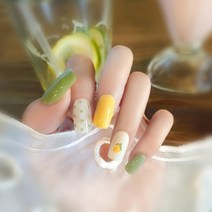 잇템샵 네일팁 롱 숏 셀프네일 붙이는네일+양면테잎+네일글루 세트 상품, A204_놀아초록이
