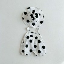 신생아옷 아기옷 년 도트 퓨어 코튼 점프수트 여아용 남아용 야외 의류 오버올 바디수트 선물용 모자