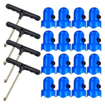 1.5 인치 직경 트램펄린 인클로저 폴 캡이있는 나사 엄지와 트램폴린 스프링 툴 T-Hook Spring Pull Kit, 하나, 블루 & 블랙