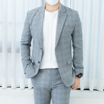 사회 초년생 면접 깔끔 남성 봄 여름정장 세미정장 캐주얼 체크수트