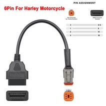 OBD2 커넥터 KTM 오토바이 6 핀 혼다/야마하/스즈키/가와사키/할리 2 자동 도구 모토 연장 케이블, 12 For Harley 6PIN