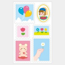우표(그림속) 스티커 우표 모양 씰스티커 1종.블랙탄디티, 1.우표(그림속)_1201542