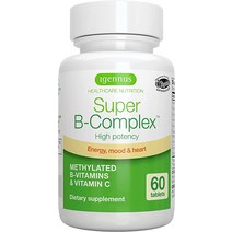 Super B-Complex u2013 Methylated Sustained Release B Complex ampamp 비타민 C 엽산 메틸코발라민 비건 에너지 하트 뇌 기능 소, [02] 180개(1팩)
