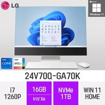 [오늘출발] LG전자 24V70Q-GA70K 24인치 인텔 12세대 i7 Iris Xe Win11 Home 사무용 인강용 재택근무용 일체형PC, 1TB, 16GB