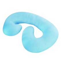 지퍼 커버가 있는 임부용 베개 C형 전신 볼스터 쿠션 11가지 색상 이용 가능, 설명, 호수 블루