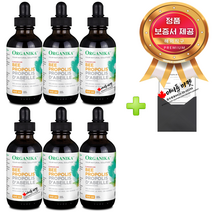 캐나다 오가니카 비 프로폴리스 무알콜 천연 원액 100mL+정품보증서 캐나다 직배송, 6병, 100ml