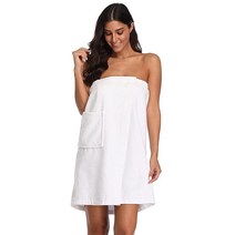 The Bund 여성용 스파 타월 랩 100% 면 샤워 목욕 바디 랩 포켓 포함 236249, White_XX-Large-3X-Large