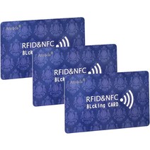 신용 카드 리더기 휴대용 모바일 포스 단말기 RFID 차단 카드 지갑 및 쉴드 3개 비접촉식 NFC 은행 직불, 03 네이비 블루