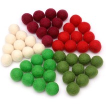 Glaciart One 울 펠트 볼 (50피스) 2cm(0.8인치) 100% 뉴질랜드 울 5가지 색상 (눈 빨강 올리브) 네팔, 02 5가지 색상 (2.5cm 50개)