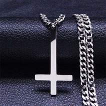 거꾸로타는화목난로스테인레스 스틸 거꾸로 크로스 초커 목걸이 남자 블랙 컬러 반전 쥬얼리 cadenas goti, 02 A 50CM CS SR