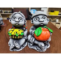 Jeju(제주) 돌하르방(귤) 해녀(유채) 귤꽃 장식인형(19cm x 15cm)