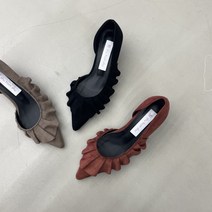슈프롬슈 심쿵 러블리 가을구두 스웨이드 프릴 스틸레토힐 5.5cm