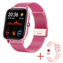 bluetooth call스마트 워치 여성 full touch 팔찌 피트니스 트래커 혈압 smart clock men smartwatch ladies, 메쉬 벨트 레드