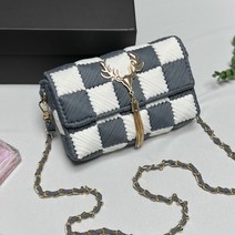 (한국어동영상) diy 가방만들기 키트 패키지 망스티치 퀄트 뜨개질 코바늘 가방뜨기 안감제공, 체크그레이