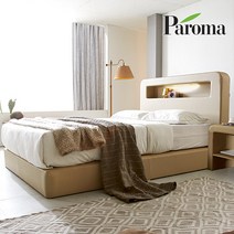 파로마 라인더 LED 본넬투매트리스침대 프레임만Q, 라이트베이지