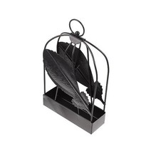 DECHOUS 850098 1Pc Wrought Iron Coil Holder Bird cage Decorative Desk Topper Retro Decor Incense Bur, Black_21X13X4.5CM