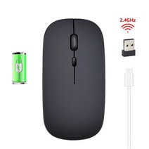 무료배송1600 인치 당 점 무선 마우스 2.4Ghz 클래식 충전식 컴퓨터 노트북 PC 오피스 노트북을위한 초박형, 02 Black, 한개옵션1