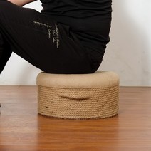 라탄 스툴 겸용 명상방석 좌식 사각형 수납 카페 이케아 원목 쇼파 박스, 지름 40cm 높이 20cm