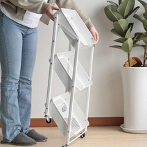 3단 틈새 접이식 트롤리 수납장 선반 추천, 블랙