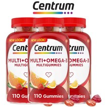 센트룸 멀티 플러스 오메가3 구미 비타민 미국 직구 영양제 네츄럴 후르츠맛 110정 [3통]