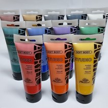 아크릴물감 STUDIO 75ml x 12색/ 대용량 칼라 학생 전문가용 학교 미술학원 수업준비물 공예 만들기재료