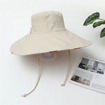 양면 어부 모자 여름용 빅 브림 선스크린 비치 썬 캡 어 버전 올 매치 여성용 버킷, 55-59cm, [01] beige
