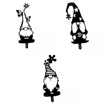 3x 그놈 정원 드워프 아트 잔디 파티오 동상 하우스 스테이크 정원 장식, 아크릴, 검은색