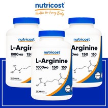 뉴트리코스트 L-아르기닌 1500mg 타블렛, 150개입, 3개