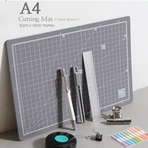 알로하 데스크패드 1cm 모눈눈금 컷팅매트 미끄럼방지 책상매트 유리매트 작업매트, 화이트그레이