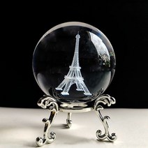 풍수 크리스탈 공 문진 스탠드 치유 명상 유리 구 홈 데코 장식품 연꽃 60mm 3d 조각, [01] 60mm with stand, [18] unicorn 1