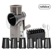 롤슬라이스 드럼통 안전 채칼 풀세트(6종 칼날+세척솔+껍질제거필러), 혼합색상, 1세트