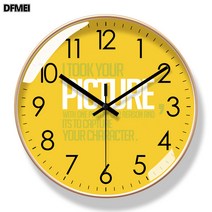 DFMEI 괘종시계 거실시계 심플 시계 괘종시계 무음소초 석영시계, 【초무음-블루심벨】8202-B골드프레임, 10인치