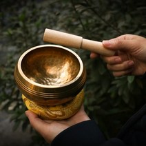 네팔 티벳 싱잉볼 씽잉볼 명상종 종 볼 힐링 테라피 명상 도구, 11cm+목봉+받침, 상세설명 참조
