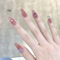 붙이는젤네일 네일팁 인조 젤리 손톱 접착제 네일 반짝이 풀 커버 라인석 압착형 아크릴, 한개옵션1, 21 1508